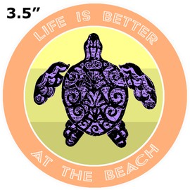 Athena Brands Turtle Life is Better at the Beach Car Truck Window Bumper Graphic Sticker Decal - Sunset Orange