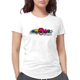 CafePress Power Rangers Linear Helmet Women's Deluxe T Shirt Women's Deluxe Graphic T-Shirt White