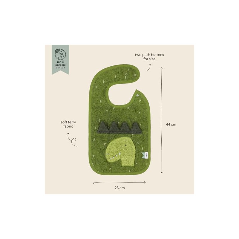 Trixie Bib Mr. Dino - 100% Organic Cotton - Green