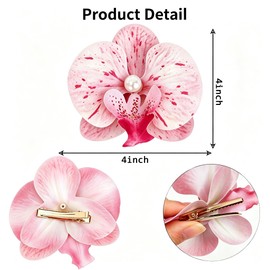 7PCS Hawaiian Flower Hair Clips for Women - 4 Inch Orchid Barrettes, Summer Flower Clips & Hair Flowers, Perfect for Beach Party, Vacation & Gifts