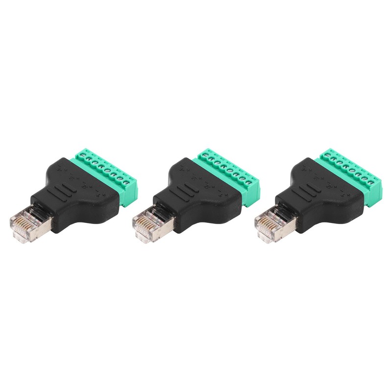 3Pcs RJ45 Screw Terminal Adapter RJ45 Female Thread to 8