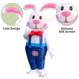 JUROSAICA Disfraz de Conejo de Pascua Hinchable Adulto Conejo Hinchable Disfraz de Pascua Hinchable para Hombre Mujer Mono Cosplay Fiesta de Disfraces