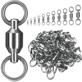 Ball Bearing Swivels #2, Set of 30, Size 11 Types, Stainless Steel, Great for Small and Extra Large Fishing, Nickel Plated, Welded Rings, High Rotation Bearings, Prevents Twisting