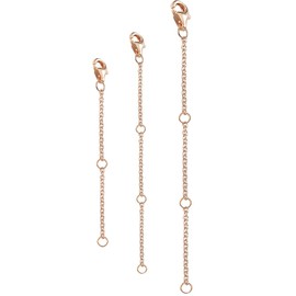 KFG S925 Sterling Silver Jewelry Extender 3 Extension Chains 1''2''3''4'' for Necklaces Bracelets Anklets and Jewelry Making Rose Gold Plated (Rose gold)