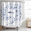 FuShvre Fish Shower Curtain Navy Blue Bathroom Curtains Coastal Bathroom