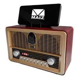 Maíz Bocina Bluetooth Vintage Retro Radio Am/fm/sw/usb/sd/aux/led Color Dorado