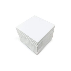 Set of 12 Glossy White Ceramic Tiles for Arts & Crafts by Squarefeet Depot Genuine Made in USA (4.25"x4.25")
