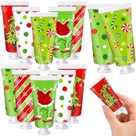 Leelosp 12 Pcs Red and Green Christmas Hand Cream Gift Bulk Green Funny Cartoon Mini Hand Lotion Travel Size Moisturizer Cream for Christmas Stocking Stuffers Gifts Calendar Advent Holiday Favors