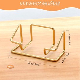 LYSPBAO Metall Visitenkartenhalter, 4 Stück Premium Business Visitenkarten Halter, Moderner und Minimalistischer Visitenkartenständer für Schreibtisch Visitenkarten, Laden oder Messestand(Golden)