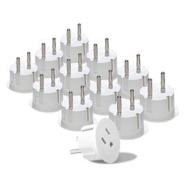 Orei American USA To European Schuko Germany Plug Adapters CE Certified Heavy Duty - 12 Pack