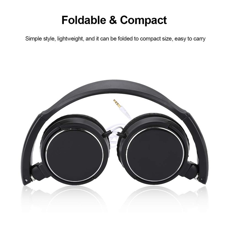 Over-Ear Headphones, Foldable Compact Wired Headset, Easy to Adjust/Sports/Lightweight Stereo