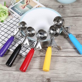 Juego de Cucharas para Galletas, Juego de Cucharas para Helado, de Varios Tamaños Y Colores, Cuchara para Cupcakes de Acero Inoxidable, Cuchara para Helado de Metal Apta para(8CM-blanco)