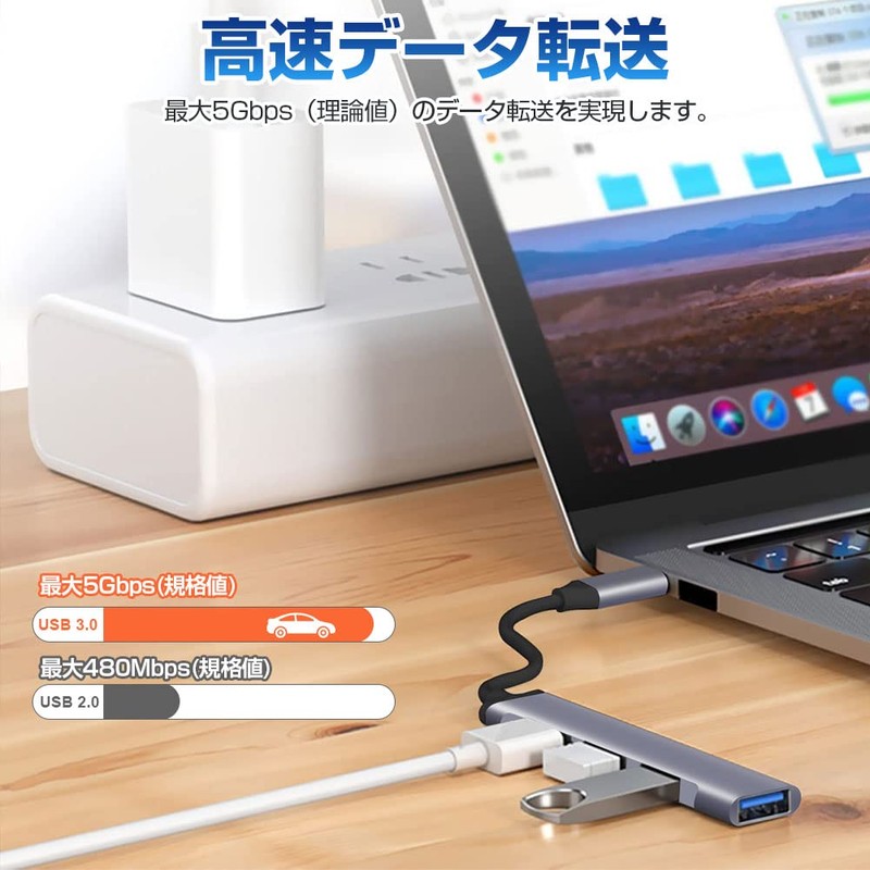 Besince USB Hub Type-C to USB3.0 1 Port USB2.0 3