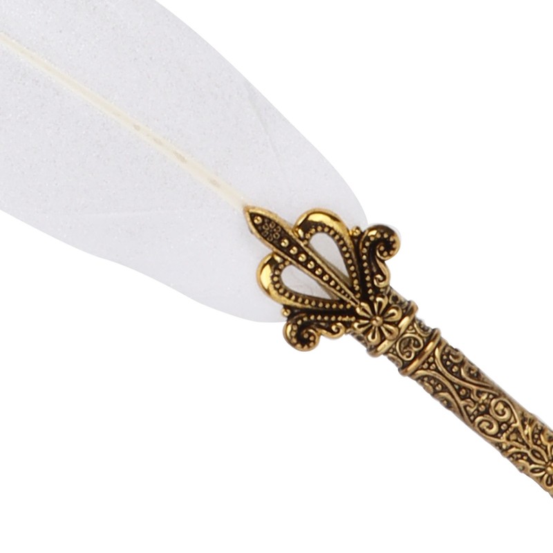 Feather Pen Set Craft Retro Carved Stainless Steel Writing Suit