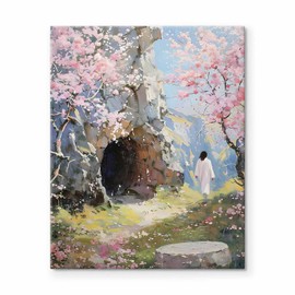 Jesus Canvas Wall Art Decor Framed Painting Good Friday - 16X20 inch He Is Risen Resurrection Christian Artwork, Easter Religious Wall Print, Vintage Oil Painting Decoration