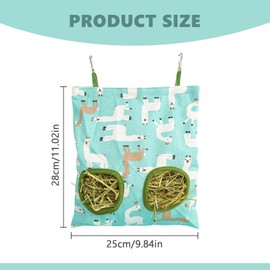 Makoto Nobu 1 Pcs Rabbit Hay Feeder, Hanging Hay Bags, Small Animal Feeder Storage Pouch, Feeding Bags for Guinea Pigs, Bunnies, Chinchillas, and Hamsters(2 Windows, Green)