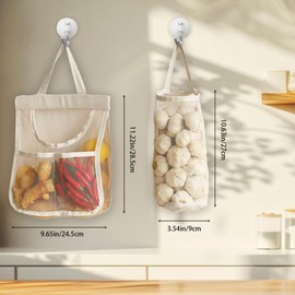 2-Pack Cotton Linen Mesh Hanging Storage Bags – Wall-Mounted Storage Pouch for Organizing