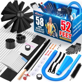 Sealegend 58-Piece 52-Feet Dryer Vent Cleaner Kit, Dryer Cleaning Tools, Omnidirectional Dryer Lint Vacuum Attachment, Dryer Vent Brush, Universal Vacuum & Dryer Adapters (Blue)