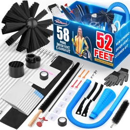 Sealegend 58-Piece 52-Feet Dryer Vent Cleaner Kit, Dryer Cleaning Tools, Omnidirectional Dryer Lint Vacuum Attachment, Dryer Vent Brush, Universal Vacuum & Dryer Adapters (Blue)