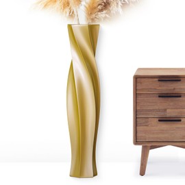 Rocendlor Tall Vases - 23.6" Tall Floor Vase for Home Decor, Floor Vases, Black Hexagon Twist Floor Vase, Fits Into Hay/Pampas Grass, Living Room, Office, Wedding Decor (Resin Gold)