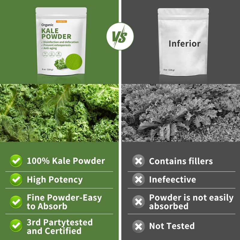 Hudetex Kale Powder Organic - Green Juice Powder for Kale