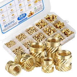 Besitu 360Pcs Threaded Inserts M2 M2.5 M3 M4 M5 M6 Brass Heat Set Insert for Plastic Metric Knurled Nut Inserts Kit for 3D Printing Components Injection Molding
