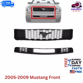 Keystone Automotive Operations Fits Ford Mustang Front Bumper Upper & Lower Grille For 2005-2009 Textured Set 2