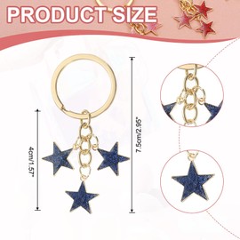 PATIKIL Star Keychain, Cute Charm Enameled Star Keychain Glitters Bling Star Chain Tassel Keyring for Women Car Key Tote Bag Backpack Aesthetic Accessories, Dark Blue
