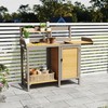 KEIKI 2-Tier Wooden Outdoor Potting Bench with Metal Frame, Open