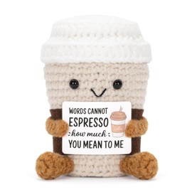 A AIFAMY Funny Positive Coffee, Emotional Support Coffee, Cute Crochet Potato Partner Toy with Positive Card Cheer Up Funny Gag Gifts for Best Friend Birthday Housewarming Women Teacher Fall