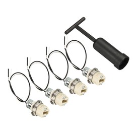 PATIKIL G9 Light Base Socket Kit, 4 Set 10 Inch Long Wire Lead Ceramic Lamp Holder Base with Socket Ring Removal Tool, White