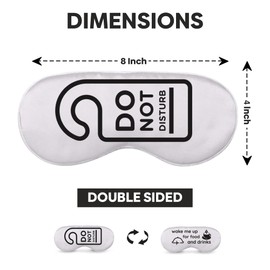 VITYA Silver Do Not Disturb/Wake Me Up Double-Sided Silk Sleep Mask for Women/Men | Light Blocking | Soft Breathable Sleep Eye Mask for Traveling on Airplane | Eye Mask with Elastic Strap (Silver)