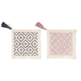 Hara Wool Sashiko Kit, Sashiko Set, 5. Persimmon Flower, Cross