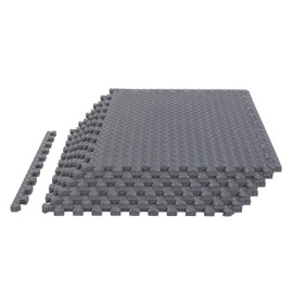 TCE AUPM002GY Interlocking Foam Mat Protective Exercise Workout Puzzle Floor Mat Tiles for Home Gym Equipment - 6 Pieces, 24 Square feet, Gray