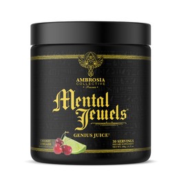 Ambrosia Mental Jewels Powder - Cognitive Enhancer | Increase Memory, Communication Skills, Concentration & Focus | Decrease Reaction Time | Alpha GPC, Choline, BaCognize | 30 Servings| Cherry Limeade