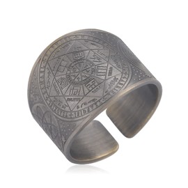 Seals of Seven Archangels Ring Biblical 7 Saint Angels Prayer Talisman Amulet Rings Copper Open Ring Good Luck Protection Religious Jewellery Gifts for Men Women (Silver-20mm)