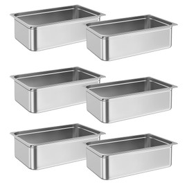 KYBOLT 6 Pack Full Size Hotel Pan Steam Table Pan, [NSF Certified] Catering Food Pan Commercial Stainless Steel 6 Inch Deep Anti-Jamming