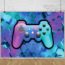 7x5Ft Video Game Backdrops for Boy Gaming Theme Boy Party Photography Background Gamer Room Decor for Game Fans Video Gamer Party Decoration Supplies.