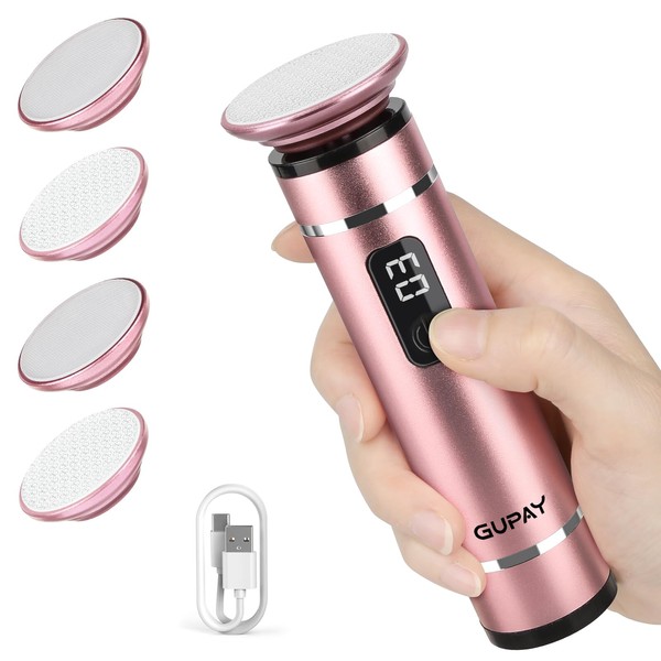 GUPAY Electric Callus Remover Wireless with 4 Nano Glass Attachments,