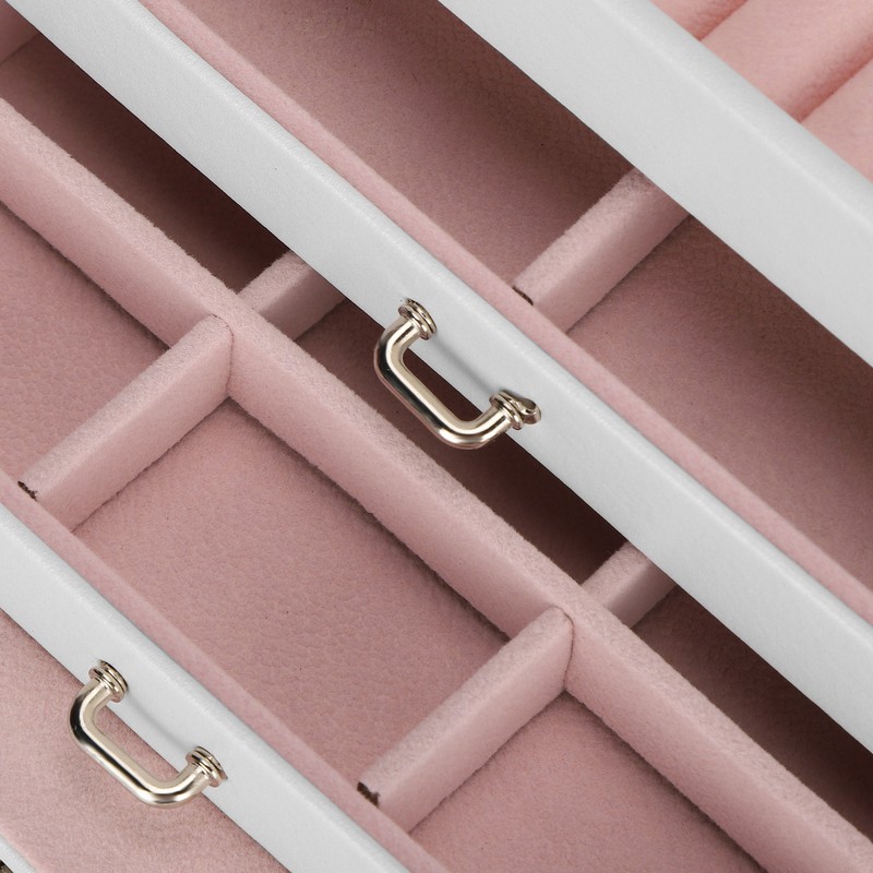 Three Layer Jewelry Storage Box PU Leather Necklace Rings Earrings