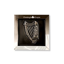 Silver Claddagh Irish Harp Plaque