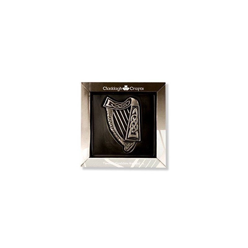 Silver Claddagh Irish Harp Plaque