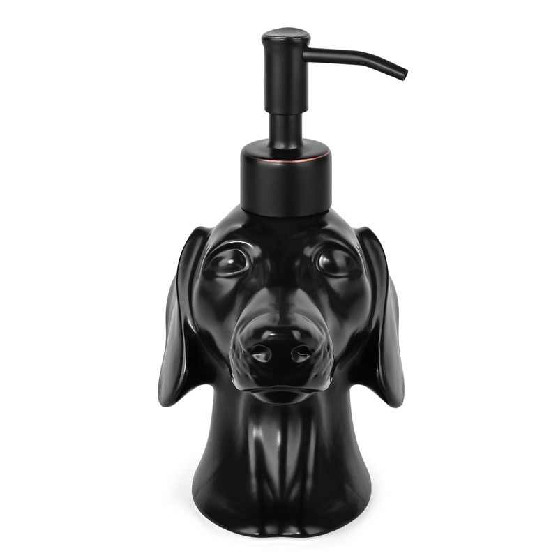 NEWHENGS Dachshund Dog Shaped Soap/Lotion/Hand Sanitizer Ceramic Stainless Steel Pump