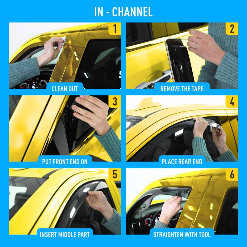 Extra Durable Window Deflectors in-Channel Window Visors Rain Guards Fit