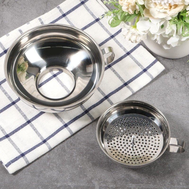 3 Pcs Canning Funnel with Strainer Stainless Steel Wide Mouth