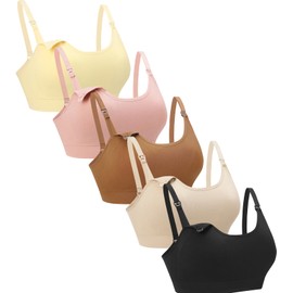 Suekaphin 5Pack Seamless Nursing Bra Women Maternity Breastfeeding Pregnancy Support Full Coverage Bralette Padded Cups,Medium,Sort N-C