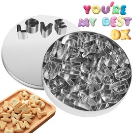 Small Cookie Cutter Set with Tin Box, 26 Alphabet Cookie Biscuit Cutters Shapes(A-Z), Durable Metal Stainless Steel Mini Cookie Cutters For Kids, Polymer Clay Cutters And Fruit Cutter