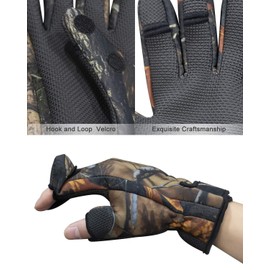 YancLife Fishing Gloves, Anti-Slip Winter Cycling Gloves Windproof Waterproof Breathable And Warm Professional Three-Finger Gloves For Women Men Adult (M)