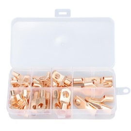 Glvaner Round Terminal Crimp Terminal Splice Terminal Sleeve 8 Types 60-Piece Set Copper Material Tin-Plated Surface for Electrical Wire Connection SC Model 6-6 (10 pcs), 6-8 (10 pcs), 10-6 (10 pcs