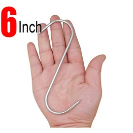 Alele 6 Inch Meat Hook Stainless Steel Meat Hooks for Hanging,Butchering,Smoking,BBQ,Grilling Set of 6 Pack (Meat Hook 6 Inch)